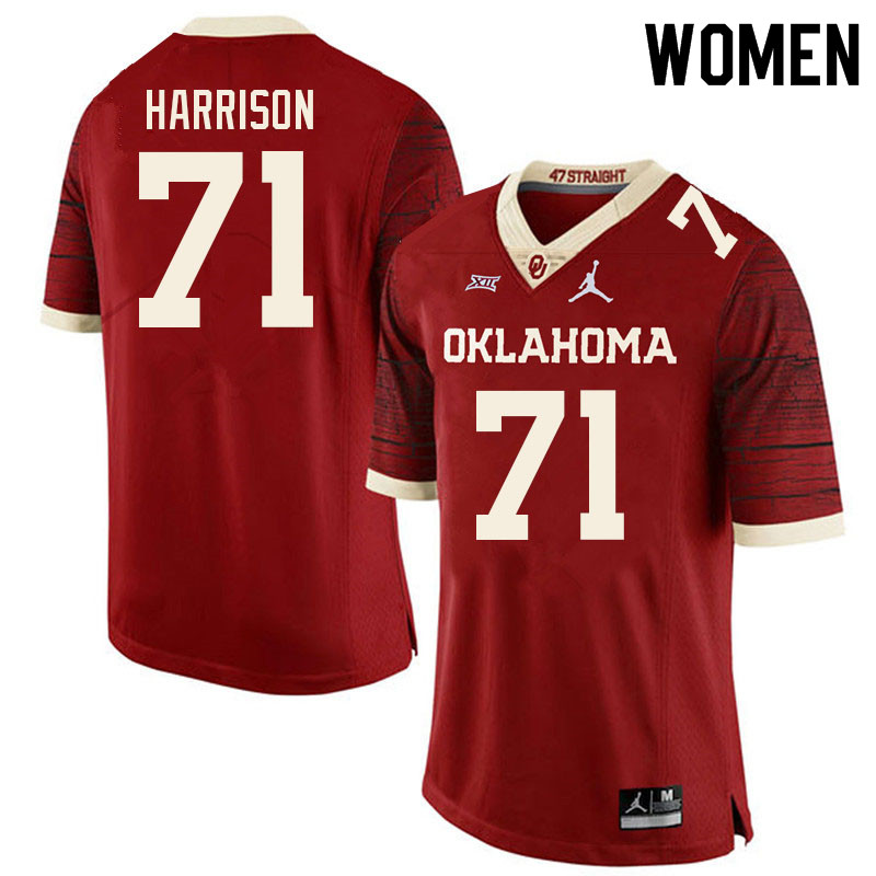 Women #71 Anton Harrison Oklahoma Sooners College Football Jerseys Sale-Retro